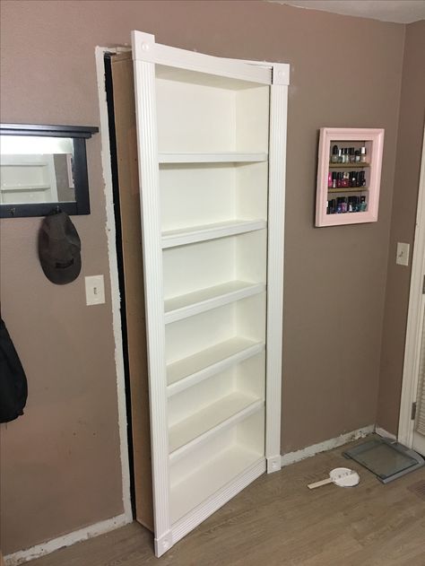 Hidden door bookcase Hidden Bathroom Door, Secret Door Bookshelf, Diy Bookshelf Door, Secret Door Ideas, Secret Bookshelf Door, Hidden Door Ideas, Secret Bookshelf, Hidden Doors In Walls, Secret Rooms In Houses