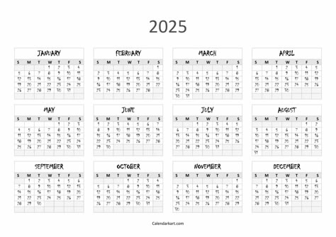 Free Printable Year At A Glance Calendar 2025 - CalendarKart Year At A Glance Calendar, At A Glance Calendar, Year At A Glance, Year Calendar, January February March, 2025 Calendar, At A Glance, Free Printable, Free Printables