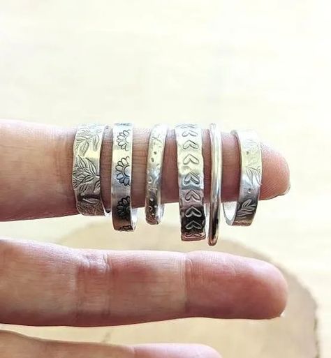 Make Your Own Silver Ring Jewellery Workshop Metal Work Rings, Silver Ring Making Ideas, Silver Jewellery Making, Silversmith Jewellery Ideas, Silver Handmade Rings, Silver Ring Inspiration, Silver Clay Ring Ideas, Silver Ring Handmade, Diy Silver Rings