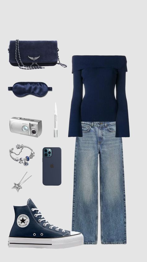 Outfit inspo #outfitinspo #vintage #beauty #vibes #navy #outfit Outfit With Blue Converse, Navy Blue Converse Outfit Aesthetic, Stockholm Outfit, Parisian Wardrobe, Navy Blue Outfit, Styling Clothes, Beauty Vibes, Downtown Outfits, Navy Outfit