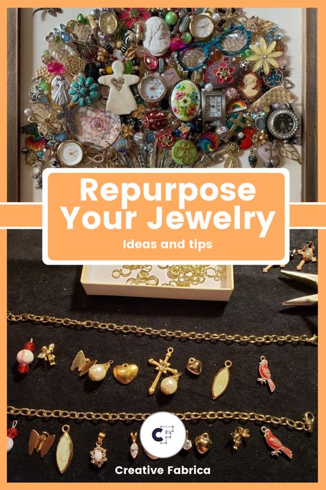 Ways To Use Old Costume Jewelry, What To Do With Costume Jewelry, Crafts Using Old Jewelry Ideas, Repurposed Old Jewelry, Crafts With Brooches Old Jewelry, What To Do With Grandmas Jewelry, What To Make With Old Jewelry, What To Do With Moms Old Jewelry, Things To Make With Old Jewelry Making Tools