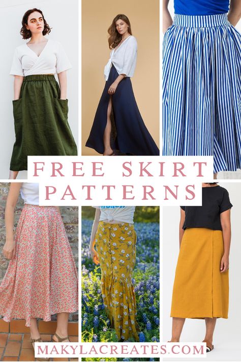 10+ Free Skirt Sewing Patterns - Makyla Creates Free Skirt Pattern, Skirt Sewing Patterns, Maxi Skirt Pattern, Skirt Pattern Free, Sewing Tops, Sewing Projects Clothes, Skirt Patterns, Start Sewing, Skirt Sewing