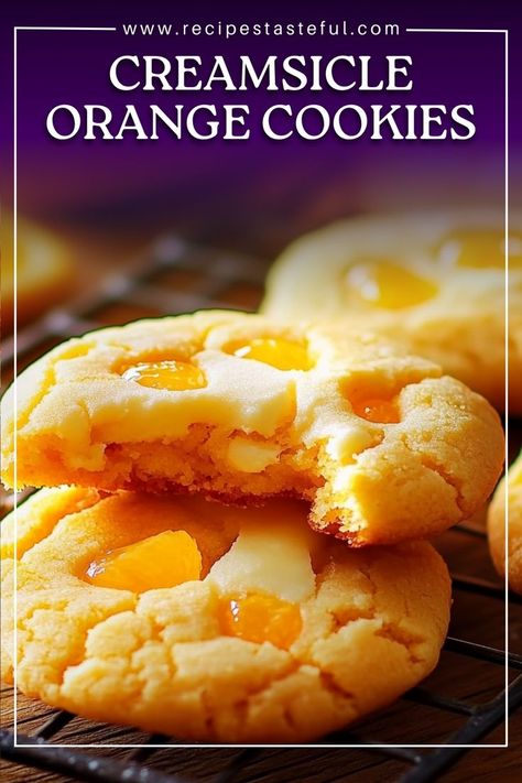 These Creamsicle Orange Cookies are a burst of citrusy sweetness and creamy vanilla in every bite, reminiscent of your favorite summer treat! With a soft, chewy texture and delightful white chocolate chips, these cookies are perfect for any occasion. Creamsicle Cookies, Easy Holiday Cookies, Orange Cookies, Orange Creamsicle, Recipes Cookies, Chocolate Orange, Cookies Recipes, Summer Treats, Baking Sheets