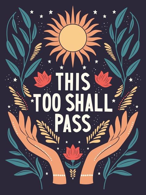 This Too Shall Pass Quote, 2023 Mindset, Bujo Aesthetic, Sticker Inspiration, Digital Journaling, Lettering Illustration, Flat Vector Illustration, This Too Shall Pass, Tattoo Font