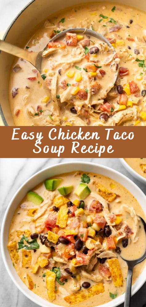 Chicken Taco Soup With Ranch Packet, Fast Chicken Soup Recipes, Chicken Taco Soup Slow Cooker, Easy Chicken Taco Soup Recipe, Canned Chicken Taco Soup, Gluten Free Chicken Taco Soup, Dump And Go Soups, Taco Soup Chicken Crockpot, Easy Can Soup Recipes