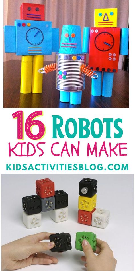 16 Robots Kids Can Make. Learn how to make robots easily! Seriously, we have found so many amazing ways to learn how to build robots. Kids of all ages, particularly older children like preschoolers, elementary ages kids, and middle aged kids, will love learning how to make robots. Whether you’re at home or in the classroom, these DIY robots are super fun to make. Robots Preschool, Make Your Own Robot, Robot Classroom, Robot Activity, Build Your Own Robot, Make A Robot, Space Preschool, Build A Robot, Robot Craft