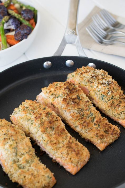 Lemon Parmesan Crusted Salmon is a beautiful dish and gourmet enough to serve for fine dining evening at home or special event like an intimate dinner for someone special. #breadedsalmon #parmesan #salmon Lemon Salmon Recipes, Breaded Salmon, Crusted Salmon Recipes, Parmesan Crusted Salmon, Salmon Teriyaki Recipe, Salmon Recipes Baked, Lemon Salmon, Crusted Salmon, Teriyaki Salmon