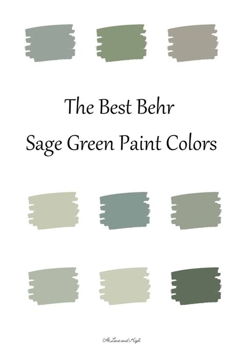 The Best Sage Green Paint Colors from Behr - At Lane and High Behr Muted Sage Color Palette, Shades Of Green Paint Behr, Behr Clary Sage, Sage Green Accent Wall Behr, Green Nursery Behr Paint, Track Green Behr, Behr Pastoral Green, Boho Green Paint Colors Behr, Flagstaff Green Behr Paint