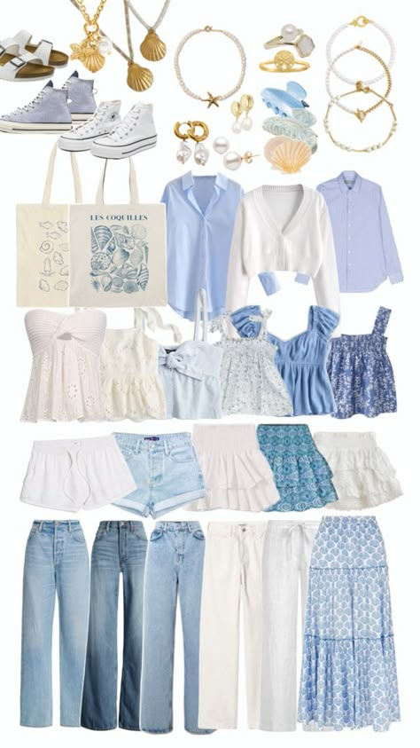 Blue and white, mamma mia, greece, beachy, coastal, summer, ocean Greece Summer Outfits, Beachy Summer Outfits, Abba Outfits, Grandma Coastal, Blue And White Outfits, Greece Outfit, Beach Party Outfits, Coastal Summer, Beachy Outfits