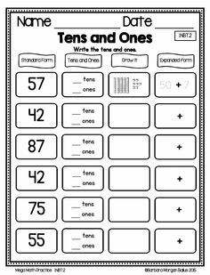 Math Number Sense, 2nd Grade Math Worksheets, Math Intervention, Tens And Ones, Math Practice, Math Work, Second Grade Math, Math Methods, Math Workshop