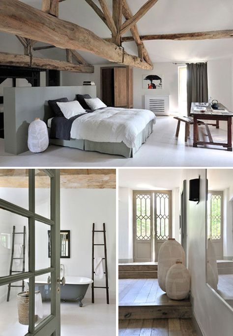 holiday home in the south west of france | THE STYLE FILES Design Ložnic, Interior Boho, Attic Remodel, Gray Bedroom, Wood Beams, Cheap Home Decor, Home Fashion, 인테리어 디자인, House Inspiration