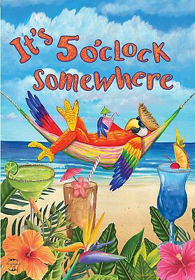 IT'S 5 O'CLOCK Somewhere Flag 3X5 Feet Cocktail Hour Bar Restaurant New F366 - $6.99 | PicClick 5 Oclock, Summer Garden Flags, 5 O Clock Somewhere, Beach Humor, Funny Parrots, 5 O Clock, Outside Decorations, Parrot Bird, Flag Decor