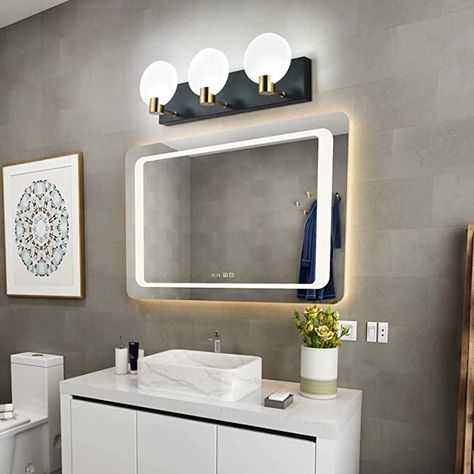 Bathroom Lighting Fixtures Over Mirror for Bathroom Led Modern Black Acrylic 4 Light Wall Lights Lamp - - Amazon.com Lights In Bathroom Over Mirror, Led Lights For Bathroom, Brushed Nickel Vanity Lights Bathroom, Bathroom Mirror With Sconces, Light Up Bathroom Mirror, 2 Light Bathroom Vanity Light, Bathroom Light Fixtures Ceiling, Modern Simple Bedroom, Vanity Mirror Lights