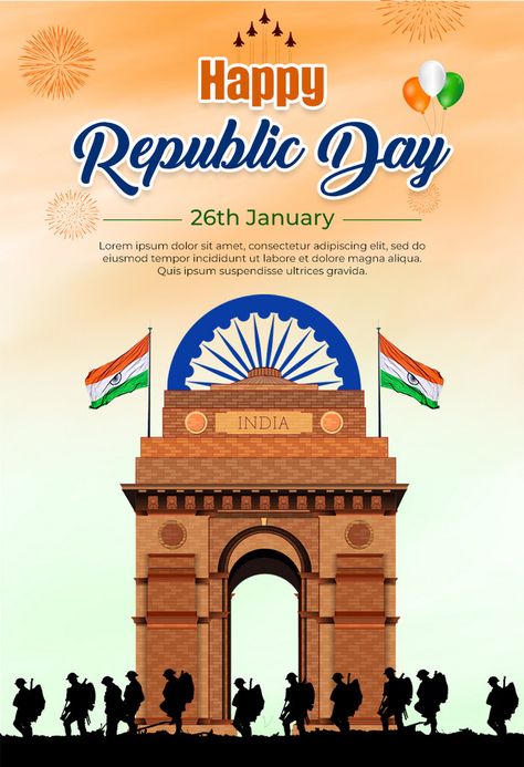 India Republic Day Poster, Republic Day India Creative Posters, Republic Day Posters, Republic Day Poster Design, Republic Day Poster, Pubmats Ideas, China National Day, India Republic Day, Independence Day Poster