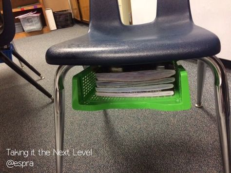 Taking it to the Next Level: A Management Solution for Student Tables Classroom Table Organization, Student Desk Organization, Seat Sacks, Student Storage, Classroom Organization Elementary, Classroom Desk, Classroom Seating, Classroom Hacks, Classroom Tables