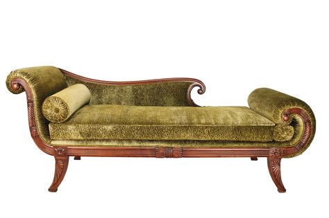 This style of fainting couch is called a Recamier; after Madame Recamier who was painted more than once strategically draped across one of these.  I like how it looks like a sleigh. Weird Furniture, Crockery Design, Classy Furniture, Luxury Furniture Sofa, Fantasy Furniture, Art Deco Living Room, Interior Design Images, Cute Furniture, Vintage Sofa