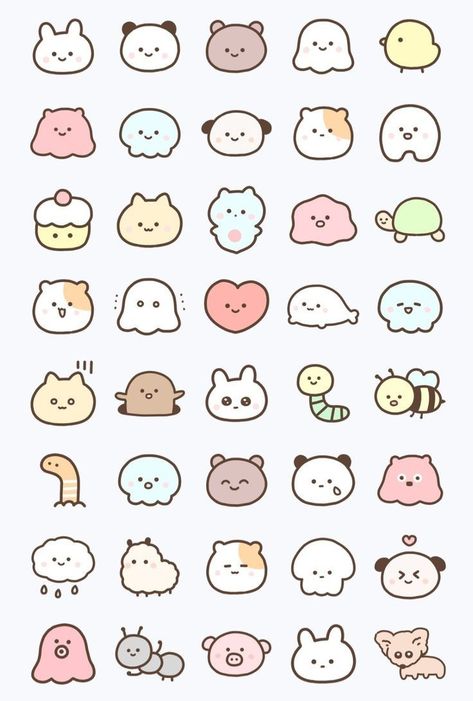 Cute Sticker To Draw, Stickers Kpop Printable, Cute Colorful Doodles, Cute Doodles Ideas, Kawaii Doodles Cute, Printable Cute Stickers, Cute Printable Stickers, Cute Animals Cartoon, Happy Birthday Cute