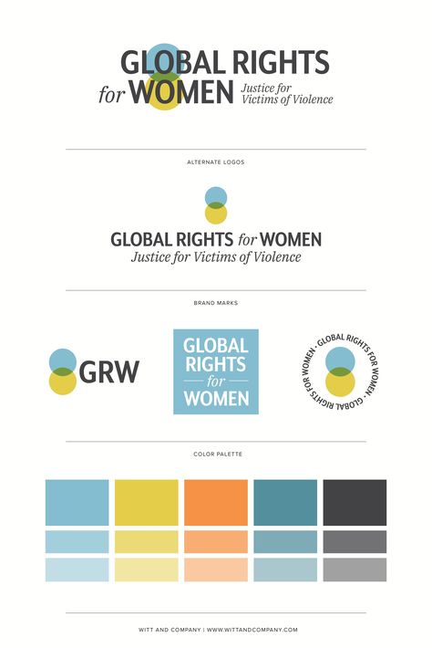 Nonprofits - one of my favorite projects! When Global Rights for Women reached out to partner on their nonprofit organization logo design, they were also in need off a new website ass well. From the start, we knew brand strategy, messaging and a visual brand refresh were also needed. The result? A bold new brand design and a functioning website that meets all their needs. Catch the full portfolio and see the brand come to life! #nonprofitbrand #noneprofitwebsite #brandstrategy | Witt and Company Non Profit Design Inspiration, Foundation Branding Design, Non For Profit Branding, Nonprofit Branding Design, Strategy Logo Design, Not For Profit Branding, Charity Color Palette, Non Profit Logo Design, Nonprofit Logo Design