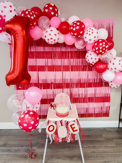 Valentine’s Day First Birthday Cake, One Year Old Valentine Birthday Party, Valentine Birthday Decorations, Heart Warrior First Birthday Party, Love Theme First Birthday, Heart Themed 1st Birthday Party, 1st Birthday Party Ideas February, Sweetheart 1st Birthday, February Themed Birthday Party