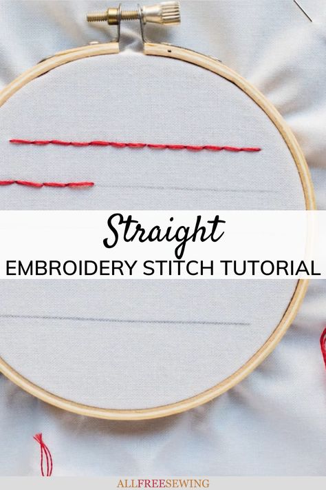 Straight Stitch Embroidery Tutorial, How To Embroider A Straight Line, Single Stitch Embroidery, Contour Embroidery Stitch, Basic Embroidery Stitches Tutorial, Straight Stitch Embroidery Design, Straight Line Embroidery Stitches, Straight Embroidery Stitches, Embroidery Straight Stitch