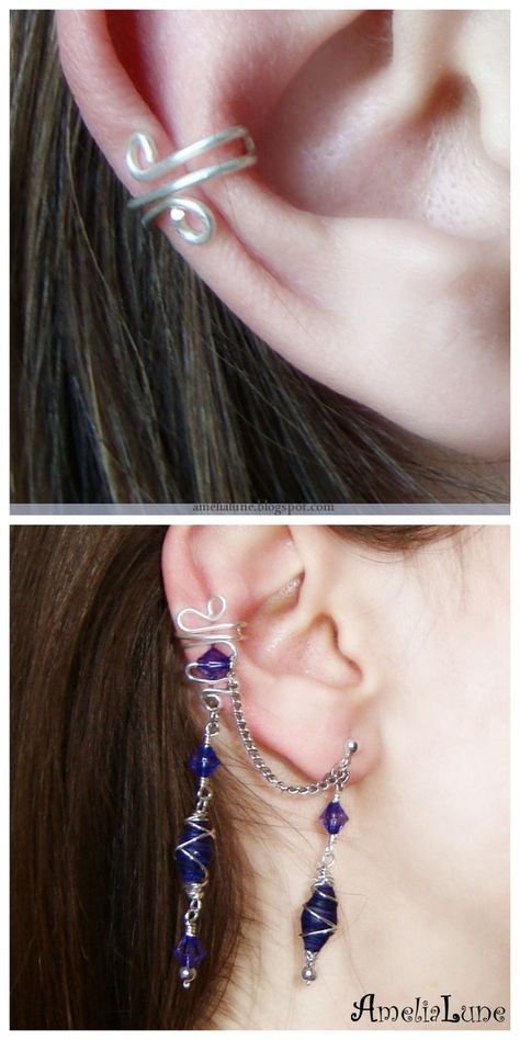 True Blue Me & You: DIYs for Creatives | Ear cuff diy, Ear wrap earrings, Wire earrings handmade Diy Earrings For Non Pierced Ears, How To Make Ear Cuffs, Wire Earrings Tutorial, Ear Cuff Tutorial, Ear Cuff Diy, Earring Cuffs, Ear Wrap Earrings, Wire Ear Cuffs, Ear Wraps