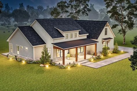 Medium House Plans 3 Bedroom, 4 Br Barndominium Floor Plans, Texas Farmhouse Plans, Vaulted Ceiling Living Room House Plans, 2 000 Sq Ft House Plans Open Floor Ranch, Modern Farmhouse 1 Story, L Shaped House Exterior, 4 Bed 4 Bath House Plans, 4bedroom House Design