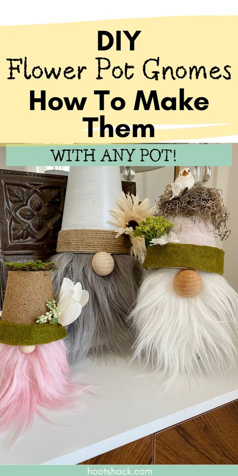 Flower Pot Gnomes, Gnomes To Make, Pot Gnomes, Garden Gnomes Diy, Yarn Gnomes, Diy Flower Pot, Small Clay Pot, Terra Cotta Pot Crafts Diy, Small Terracotta Pots