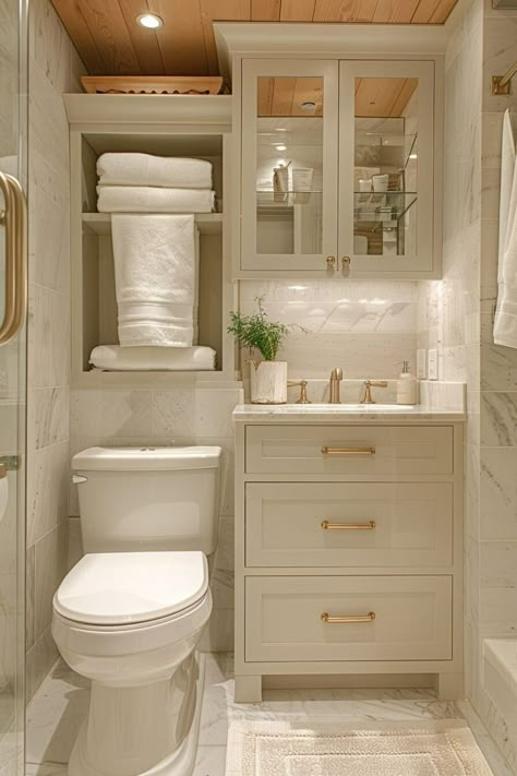 Max Storage In Small Bathroom, Built In Shelves Over Toilet, Elegant Bathroom Storage, Small Bathroom Cabinets Designs, Small Bathroom Storage Cabinet Built Ins, Small Bathroom With Cabinets, Small Storage For Bedroom, Bathroom With Built In Storage, Bathroom Built In Storage Cabinet