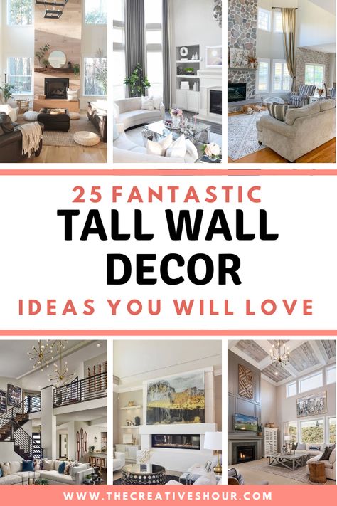 Discover creative tall wall decor ideas to transform your space. Explore unique designs to enhance large walls in any room with style. Large Staircase Wall Art, Living Room Decor Large Wall, Tall Living Room Wall Decor Ideas, Large Scale Wall Art Living Room, High Ceiling Living Room Wall Decor, How To Decorate Large Living Room Wall High Ceilings, Living Room Tall Wall Decor Ideas, Large Vaulted Wall Decor Ideas, Large Accent Wall Ideas