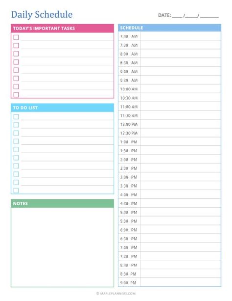 Free Printable Daily Schedule Template Daily Schedule Kids Template, Day To Day Schedule, Free Printable Schedule Templates, Routine Template Free Printable, Free Daily Schedule Printable, Free Printable Daily Schedule Templates, School Daily Planner, Hourly Schedule Printable, Good Notes Daily Planner