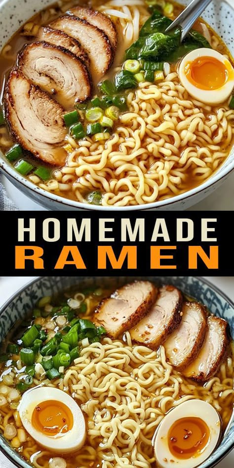 Cozy up with a bowl of Homemade Ramen! Simple, delicious, and full of flavor, this ramen is perfect for ramen lovers. #DIYRamen #HomemadeNoodles #ComfortRecipes #JapaneseRecipes #RamenBowl #DinnerIdeas Homemade Ramen Recipe, Homemade Chicken Ramen, Easy Homemade Ramen, Homemade Ramen Noodles, Chicken Ramen Recipe, Healthy Ramen, Ramen Recipes Easy, Easy Ramen, Chicken Ramen