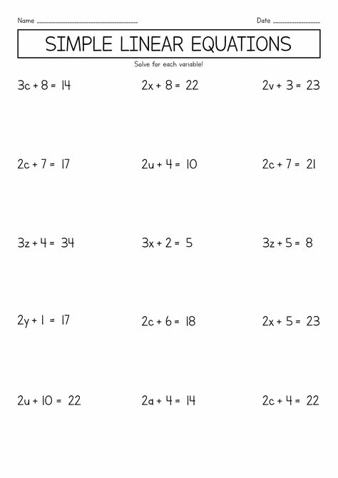 7th Grade Math Algebra Equations Worksheets Math Worksheets Algebra Free Printable, Algebra Grade 6 Worksheets, Simple Algebra Worksheets, Simple Equations Worksheet Grade 7, Algebra Worksheets For Grade 6, Algebra Grade 7, 7 Grade Math, Grade7 Math, Grade 9 Math Worksheets