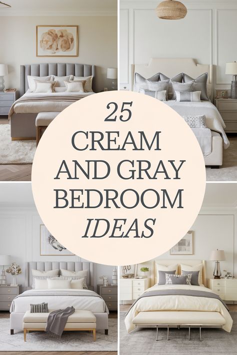 Cream and gray bedrooms offer a versatile palette for creating a beautiful aesthetic. Whether you prefer a modern minimalist look, a cozy farmhouse vibe, or a classic traditional design, these colors can be adapted to fit your unique style. Explore our curated collection of cream and gray bedroom ideas and find inspiration for your next bedroom makeover. Grey Bed Cream Walls, Grey Walls Cream Carpet, Boho Gray Bedroom, Gray Bedroom Furniture Ideas, Cream Grey Bedroom, Cream And Gray Bedroom, Gray Boho Bedroom, Gray Bed Frame Bedroom Ideas, Grey Bedroom Aesthetic