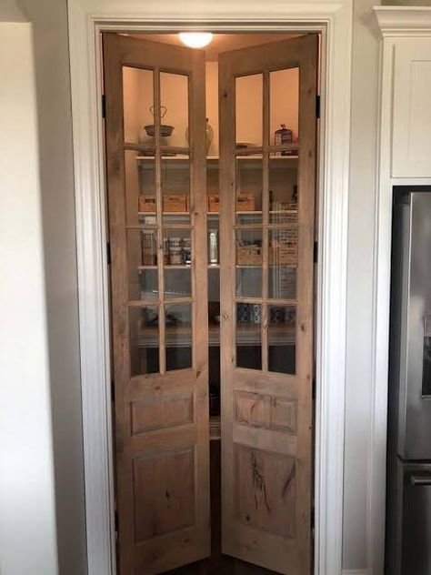 Kitchen Pantry Doors, Barn Door Hinges, Pantry Remodel, Pantry Doors, Glass French Doors, French Doors Patio, Kitchen Pantry Design, Doors Sliding, Antique Doors