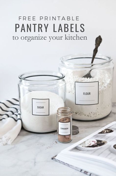 Organize your kitchen with these free simple and modern printable labels for your pantry and spices. #freeprintable #organize #kitchenorganization #modernfarmhouse #minimalist #andersonandgrant Free Pantry Labels, Kitchen Labels, Farmhouse Side Table, Glass Cooktop, Labels Printables Free, Deep Cleaning Tips, Pantry Labels, Simple Kitchen, Simple Life Hacks