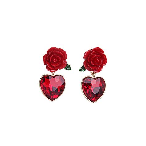 Red Heart Earrings, Crystal Heart Earrings, Ruby Heart, Rose Stud Earrings, Red Rose Flower, Watches Women, Heart Shaped Earrings, Crystal Accessories, Heart Drop Earrings