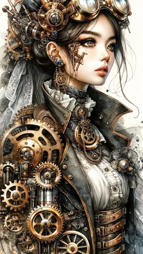 Lady Mechanica, Steampunk Concept Art, Coocoo Clock, Seekers Notes, Punk Character Design, Steampunk Printables, Steampunk Images, Steampunk Illustration, Steampunk Characters