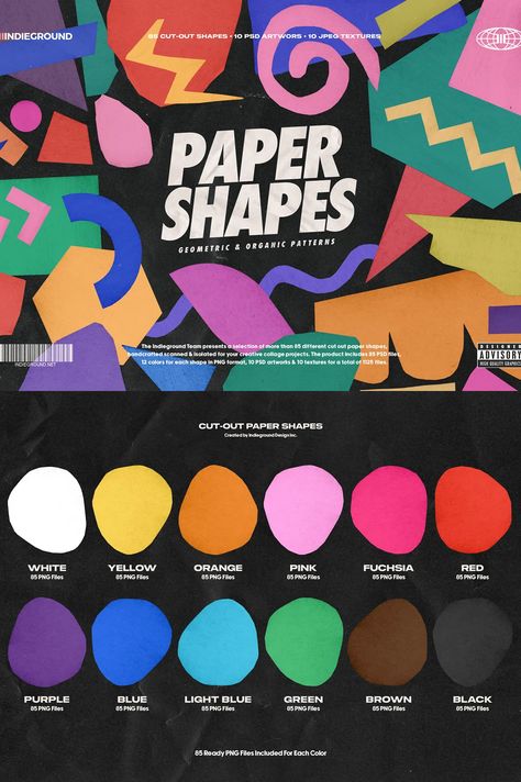 Paper Shapes Paper Shapes Design, Color Block Design Graphics, 60s Branding, Organic Shapes Design, Shapes In Design, Colourful Graphic Design, Shapes Graphic Design, Color Palette Graphic Design, Playful Graphic Design