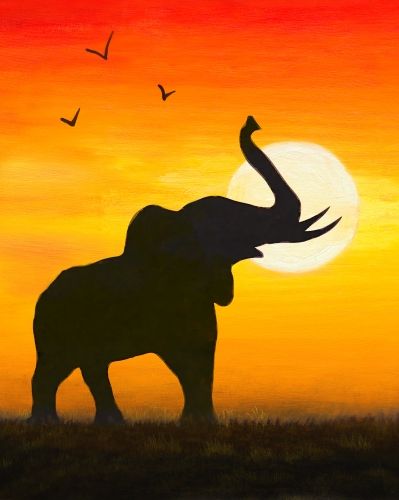 Get ready to unleash your creativity with this original Paint Nite painting. Designed to inspire your inner artist and unlock your talent with easy techniques, this piece blends beautiful colors with Silhouette Painting, Paint Nite, Cute Canvas Paintings, Elephant Painting, Oil Pastel Art, Easy Canvas Painting, Paint Night, Simple Acrylic Paintings, Small Canvas Art