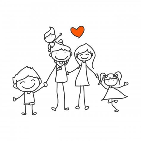 "4 Surprising Things to Expect When you have Multiple Children AND a Baby" www.ashleywillis.org Mutterschaft Tattoos, Stick Family, Stick Figure Drawing, Family Drawing, Pola Sulam, Multiplication For Kids, Family Tattoos, Art Prompts, Creative Drawing