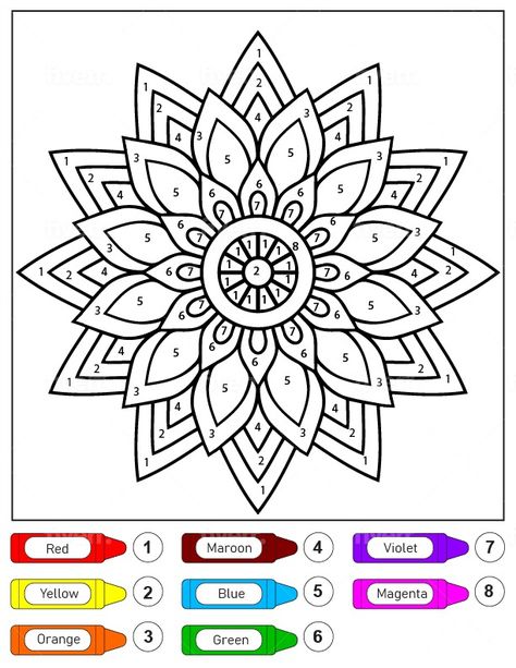 Mandala Flower for Kids Color by Number coloring page Mandala For Kids, Kids Color By Number, Color By Number Coloring Pages, Printable Mandala, Mandala Printable, Color By Number Printable, Whatsapp Wallpaper Cute, Printables Free Kids, Colouring Printables