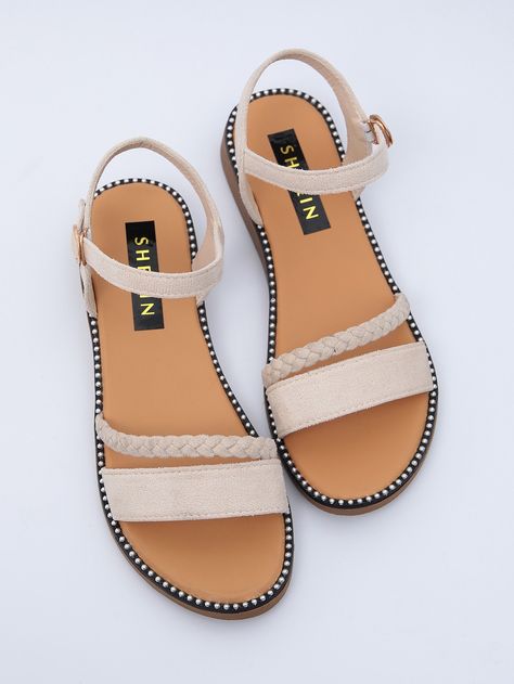 Open Toe Ankle Strap Sandals | SHEIN USA Female Slippers, Sandals Shein, Womens Strappy Sandals, Sandals Patterns, Ankle Strap Sandals Flat, Women Flat Sandals, Square Toe Sandals, Ankle Strap Flats, Stunning Shoes