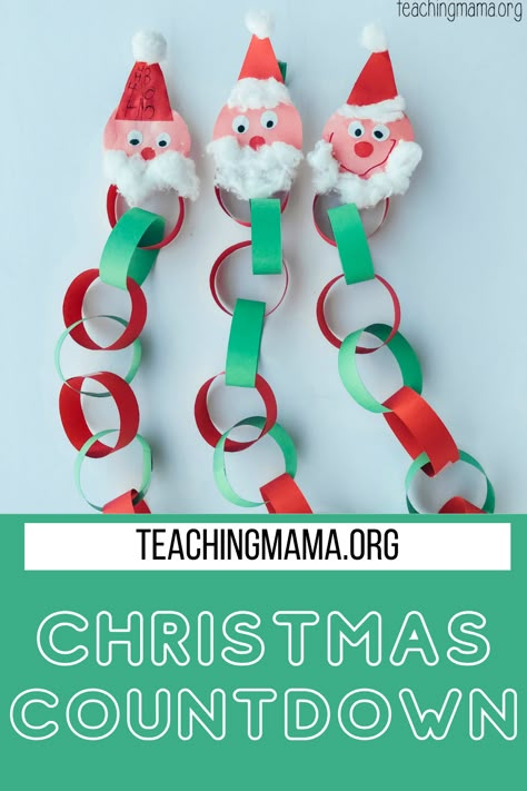 Love this cute Stanta chain to count down to Christmas! Countdown To Christmas Preschool, Count Down To Christmas For Kids, Countdown To Christmas Ideas, Countdown To Christmas For Kids, Countdown To Christmas Craft, Count Down To Christmas Ideas, Christmas Countdown Chain, Christmas Countdown Ideas, Classroom Countdown