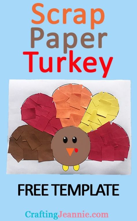 This scrap paper turkey is easy and fun! Make enough for the classroom or a Thanksgiving Feast in less than 10 minutes! Get the Free Printable Template! #TurkeyCraft #Turkeycraftforkids #turkeycraftforpreschool #thanksgvingcrafts #thanksgivingcraftsforkids #CraftingJeannie Turkey Craft For Toddlers, Daycare Thanksgiving, Turkey Thanksgiving Craft, Turkey Crafts Preschool, Turkey Crafts For Preschool, Printable Thanksgiving Crafts, Turkey Crafts Kids, Paper Turkey, Thanksgiving Activities Preschool