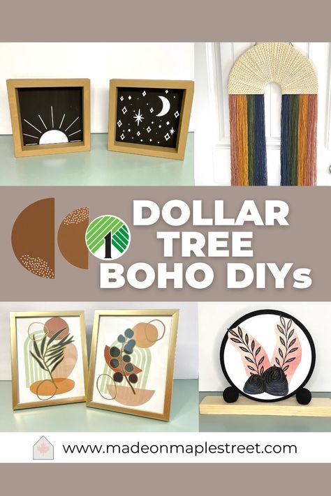 Easy Boho Decor, Boho Wall Decor Diy, Diy Boho Wall Decor, Boho Decorations Diy, Dollar Tree Diys, Bohemian Diy, Boho Crafts Diy, Dollar Store Diy Projects, Diy Boho Decor