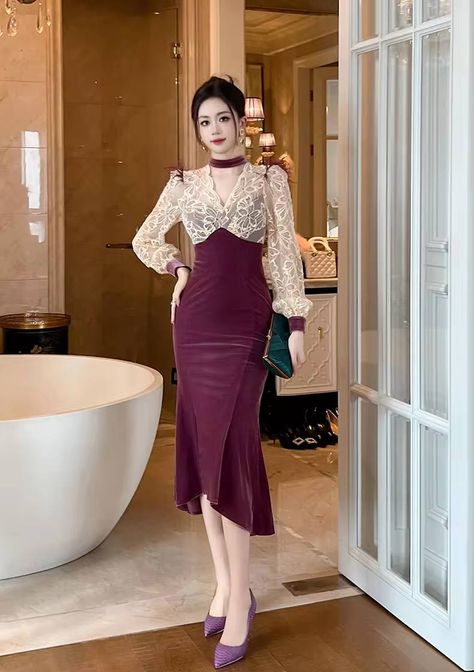 🛒 Go to lamaese.com and search for GCIT#111 Model Dress Kebaya, Trendy Party Dresses, Black Dresses Classy, Elegant Outfit Classy, House Of Cb Dresses, Myanmar Traditional Dress, Beautiful Dress Designs, Korean Girl Fashion, Glam Dresses