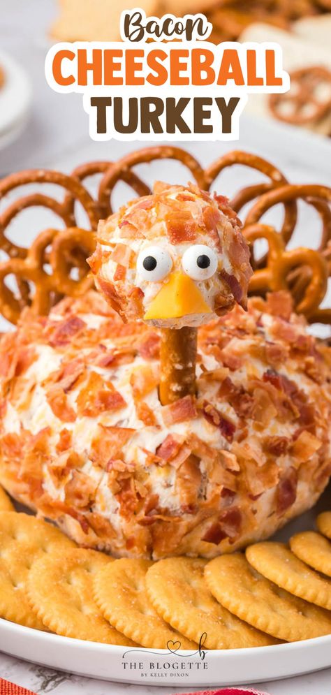 Cheeseball Turkey, Turkey Cheeseball, Turkey Cheese Ball Recipe, Bacon Cheeseball, Turkey Cheese Ball, Thanksgiving Snacks, Thanksgiving Food Sides, Thanksgiving Appetizer Recipes, Holiday Appetizers Easy