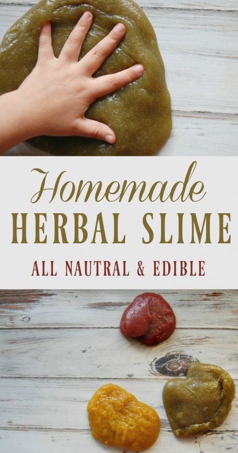 This homemade herbal slime is guilt free! No toxins, borax free, no glue! Just 3 ingredients (one of them is water) and it's 100% edible! Edible Slime, Messy Crafts, Homemade Slime, Nature School, Natural Parenting, Slime Recipe, Forest School, Fun Craft, Kid Activities