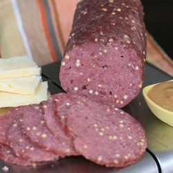 Sandy's Summer Sausage Recipe Homemade Beef Sausage, Homemade Summer Sausage, Beef Sausage Recipes, Summer Sausage Recipes, Salami Recipes, Sausage Making Recipes, Home Made Sausage, Homemade Sausage Recipes, Summer Sausage