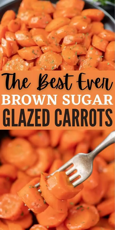 Brown sugar glazed carrots are a classic and easy side dish recipe that you can make on the stove with a few simple ingredients and in no time at all! This simple glazed carrots recipe is perfect for the holidays or any weeknight dinner! #eatingonadime #carrtosrecipes #sidedishrecipes #holidayrecipes Carrot Recipes Side Dishes, Brown Sugar Glazed Carrots, Carrots Side Dish, Glazed Carrots Recipe, Honey Glazed Carrots, Carrots Recipe, Dinner Thanksgiving, Peter Som, Thanksgiving Menu Ideas